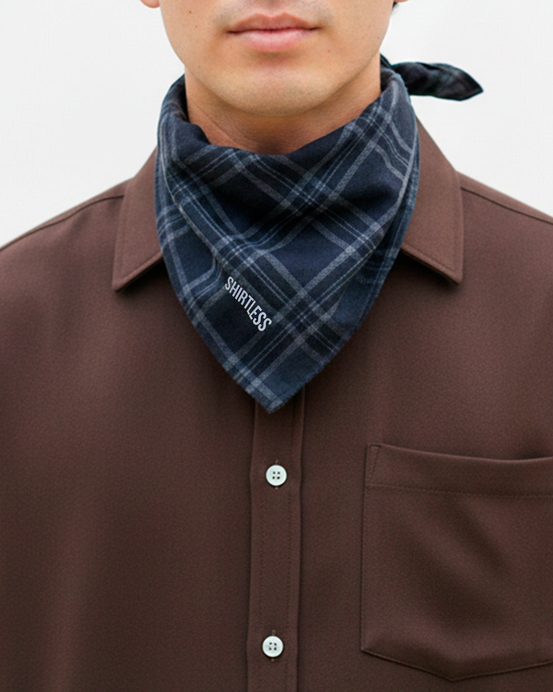 Foulard Shirtless a Quadri Blu