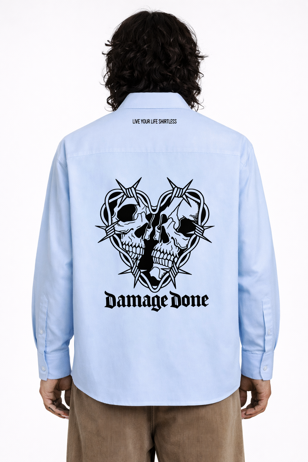 Camicia "Damage done" celeste - Shirtless