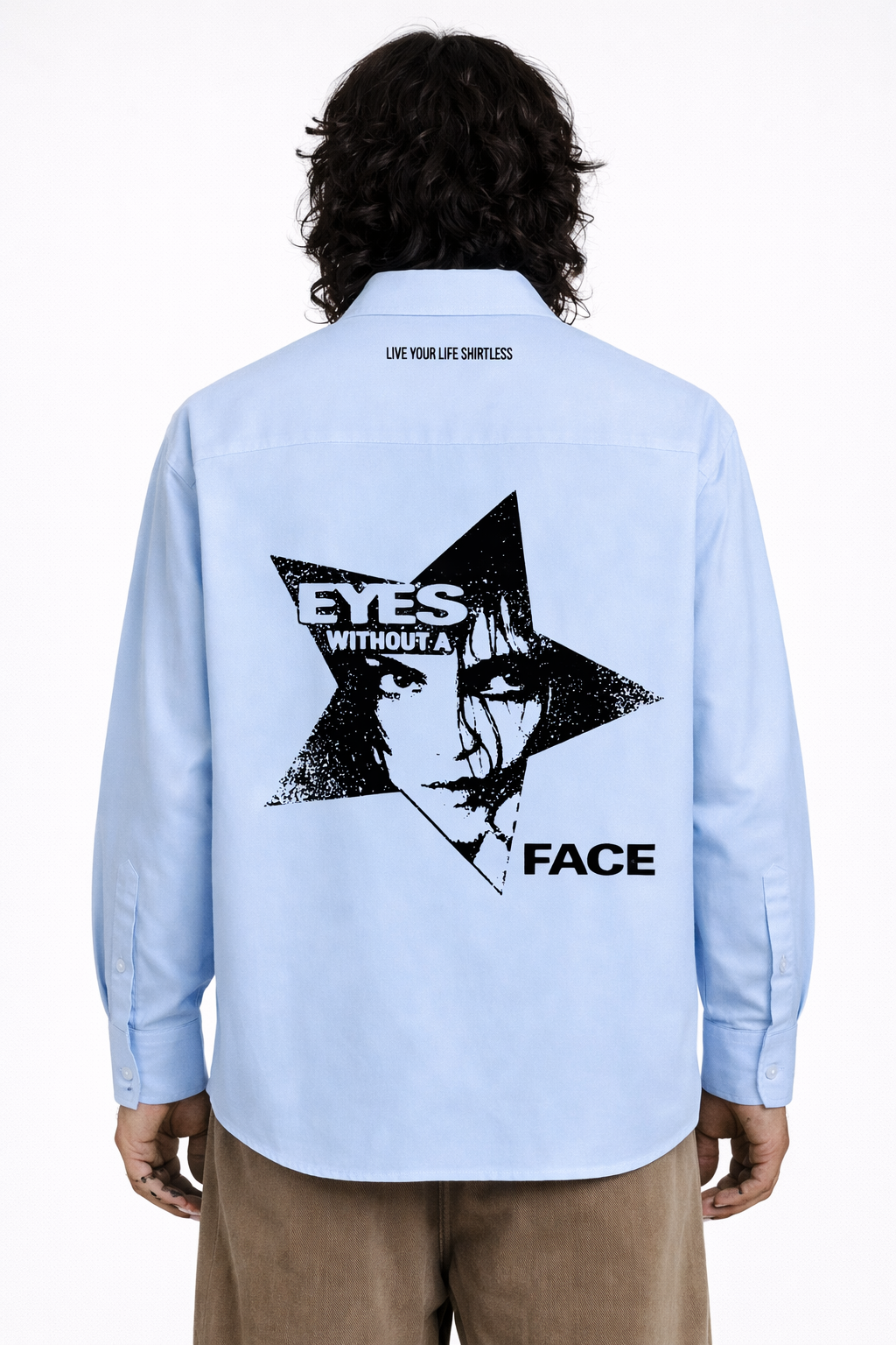 Camicia "Eyes without a face" celeste - Shirtless