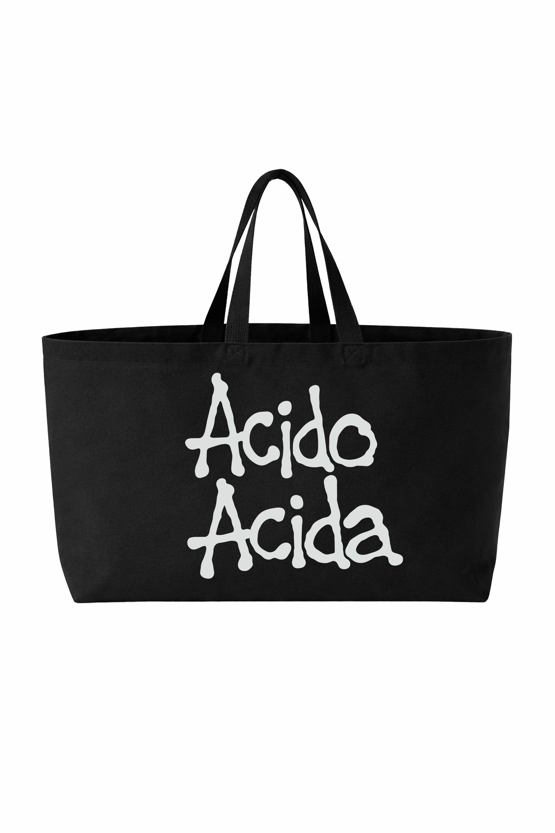 Oversized Canvas Tote Bag "Acido Acida" Black - Shirtless