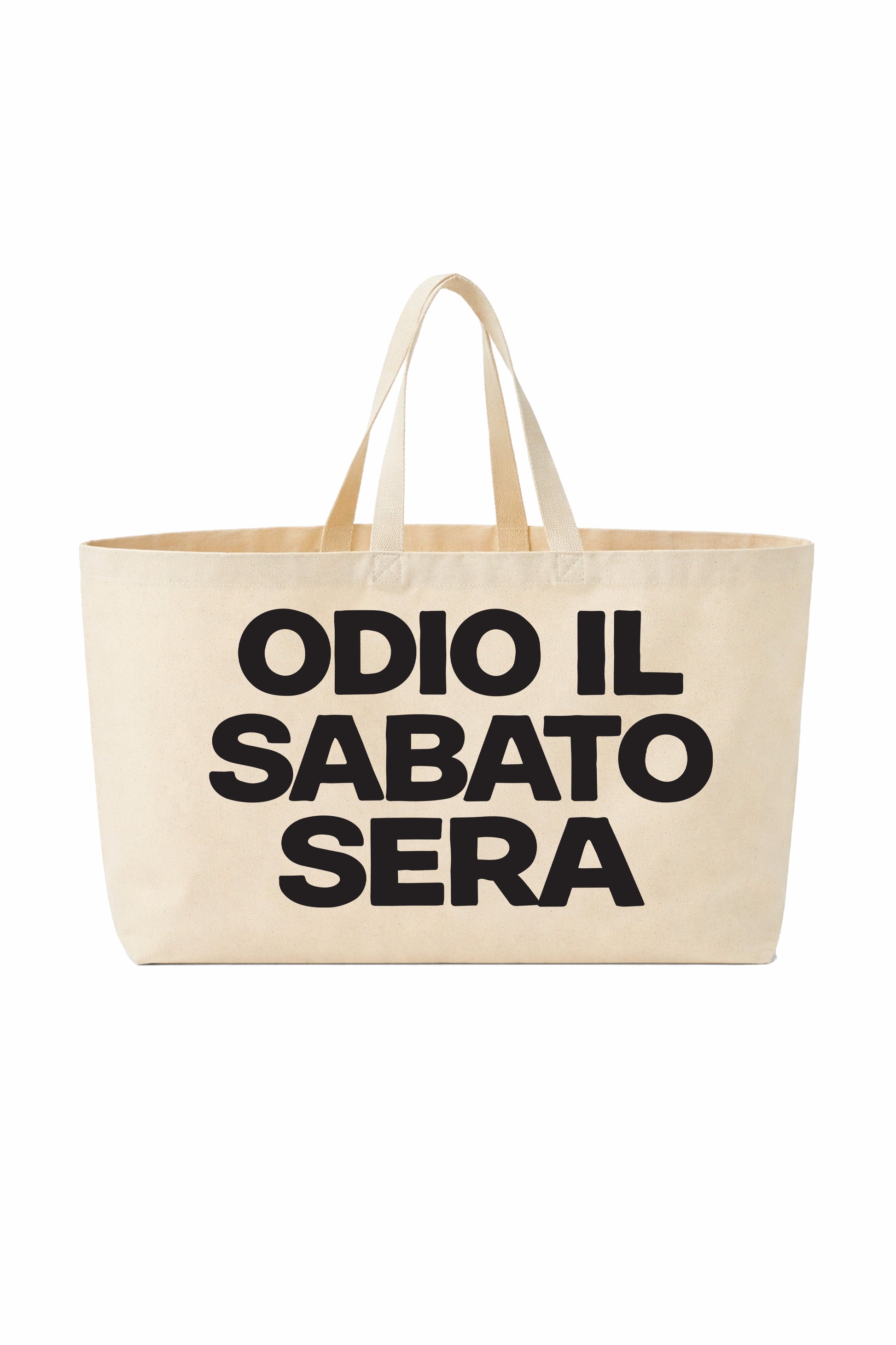 Oversized Canvas Tote Bag "Odio il sabato sera" Natural - Shirtless