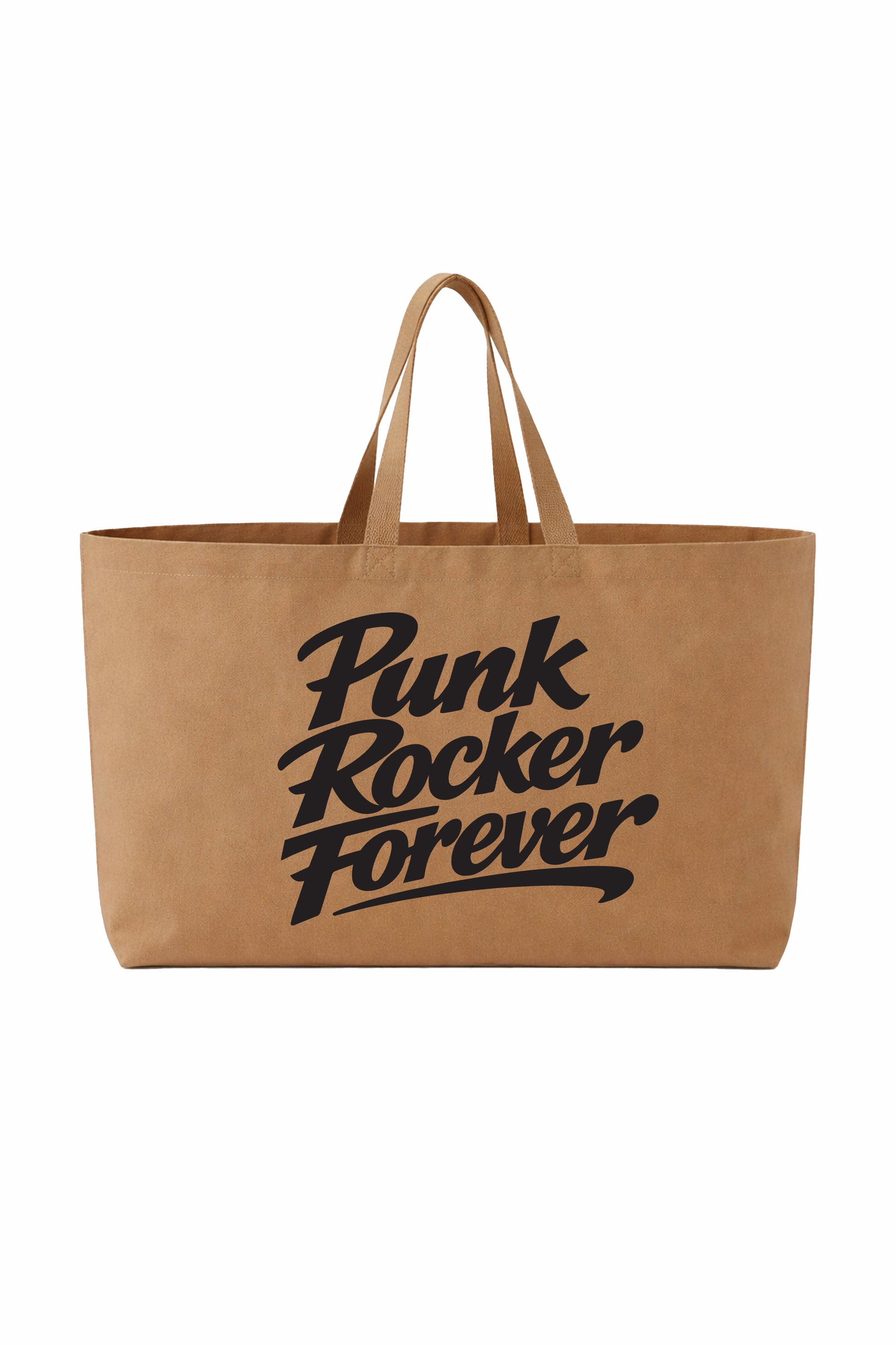 Oversized Canvas Tote Bag "Punk rocker forever" Caramel - Shirtless