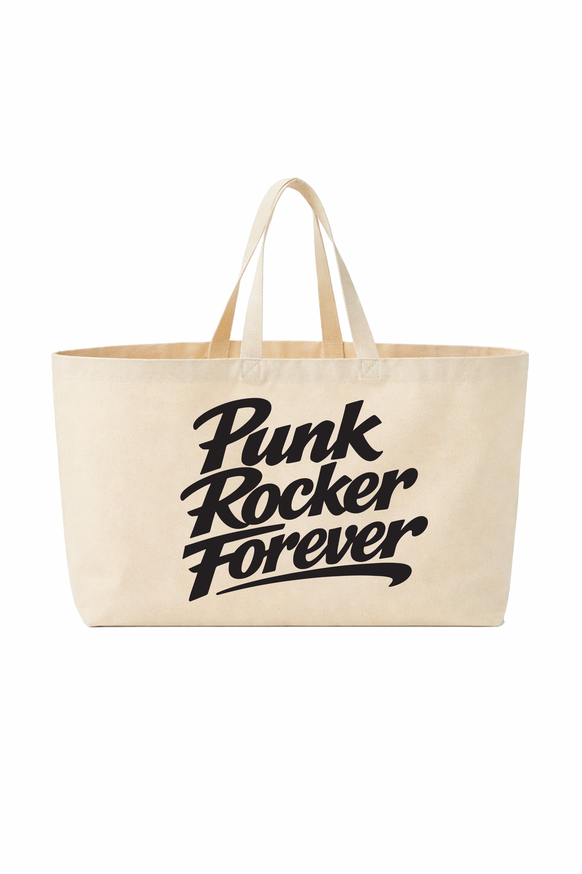 Oversized Canvas Tote Bag "Punk rocker forever" Natural - Shirtless