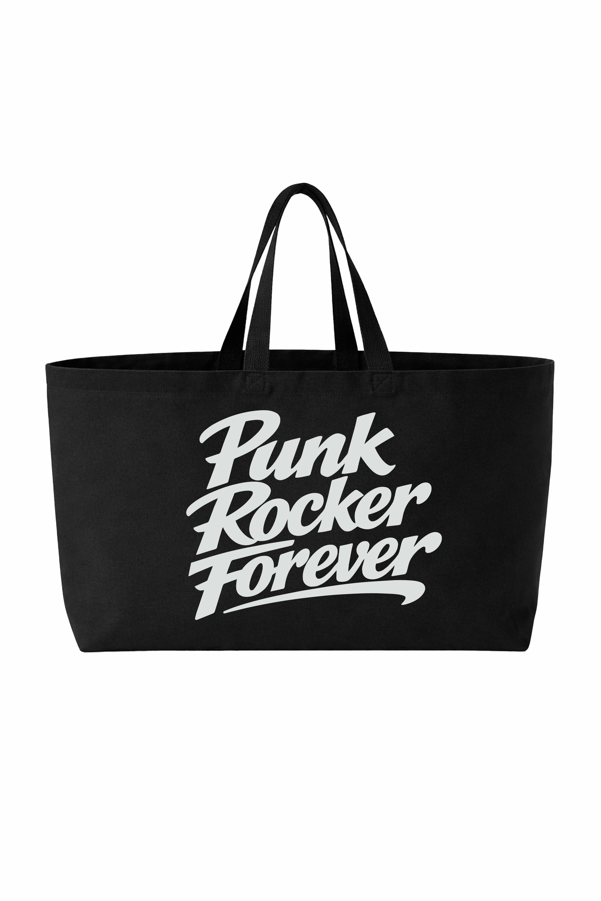 Oversized Canvas Tote Bag "Punk rocker forever" Black - Shirtless