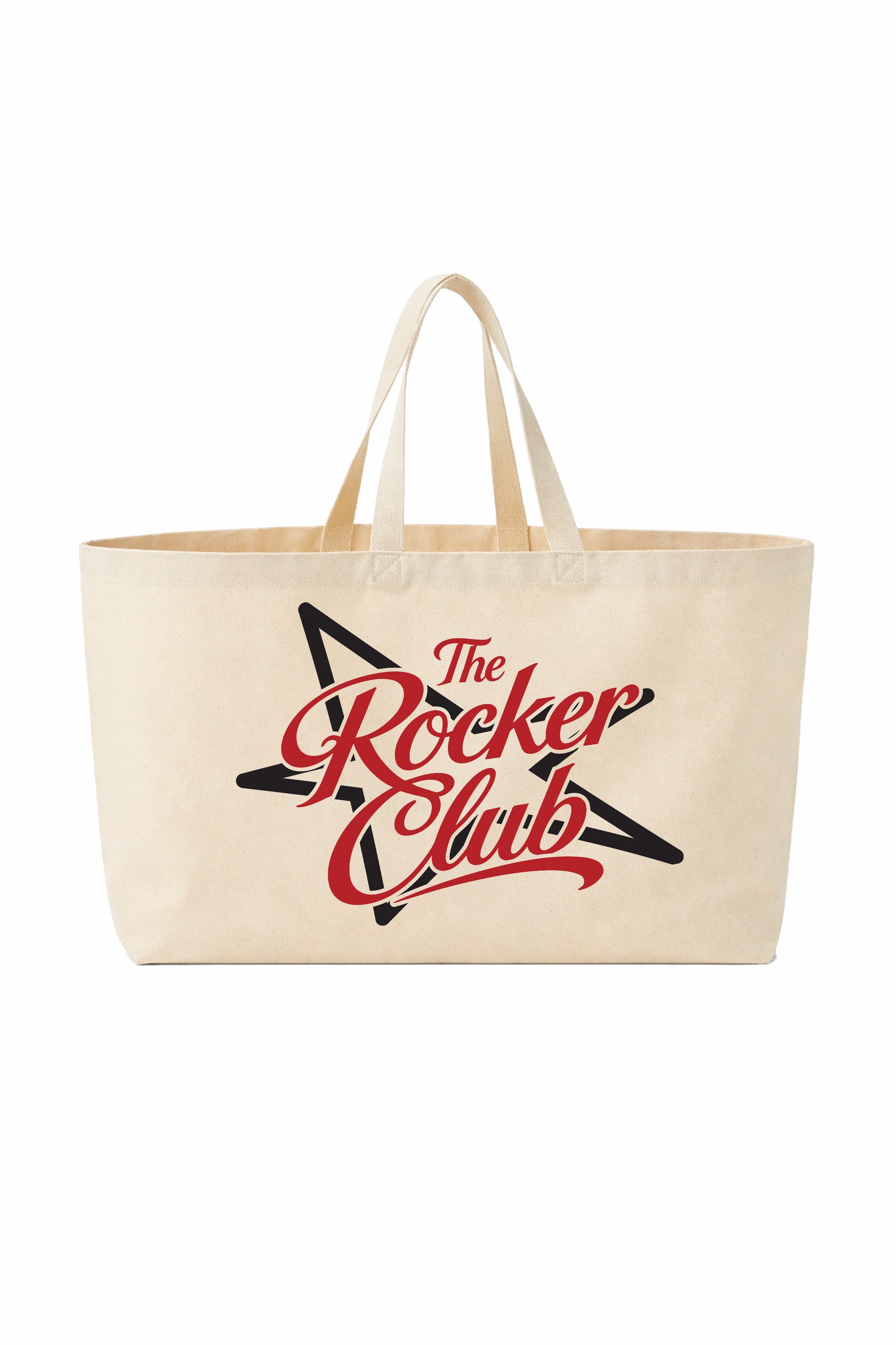 Oversized Canvas Tote Bag "The rocker club" Natural - Shirtless