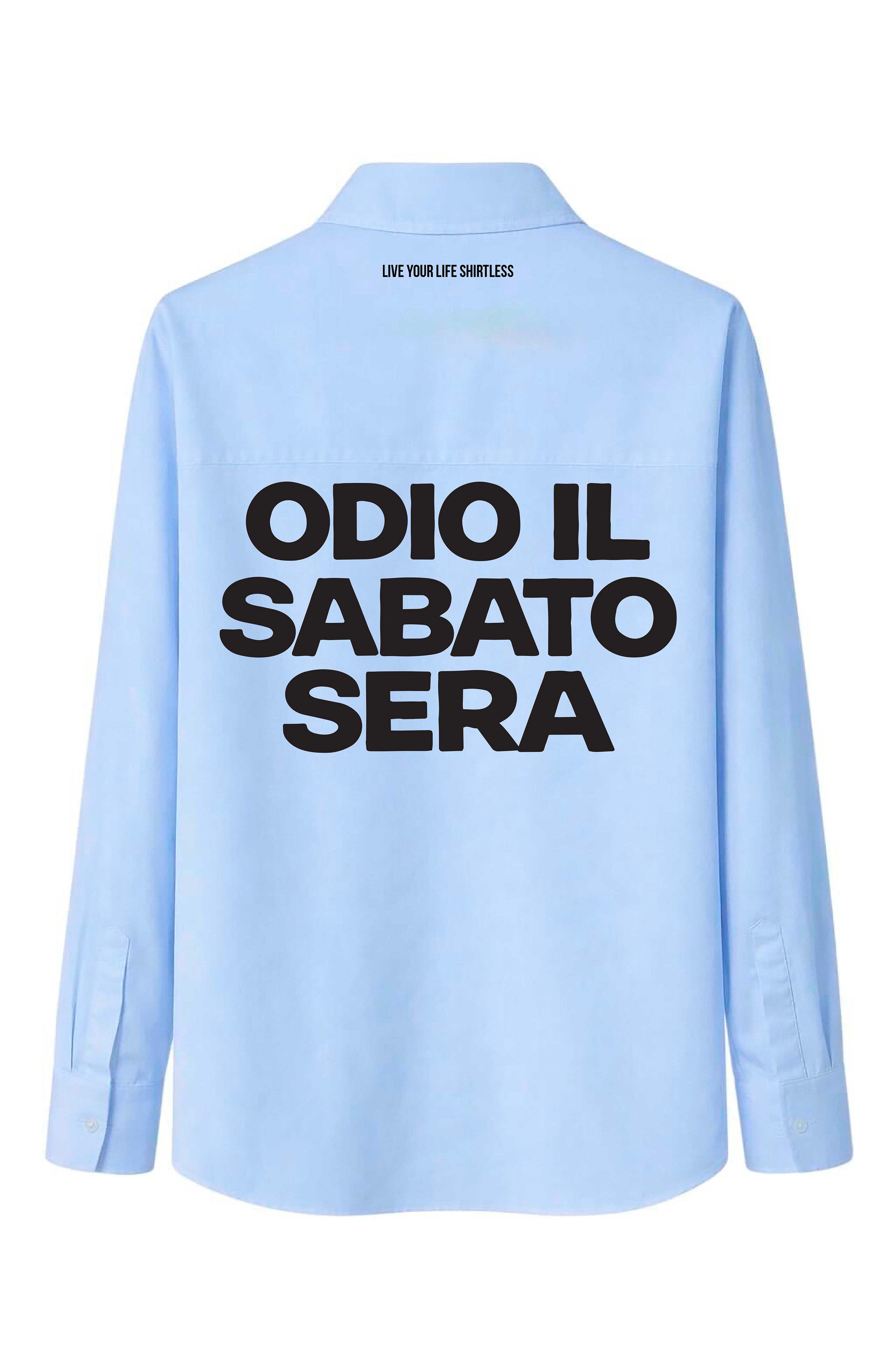 Camicia "Odio il sabato sera" celeste - Shirtless